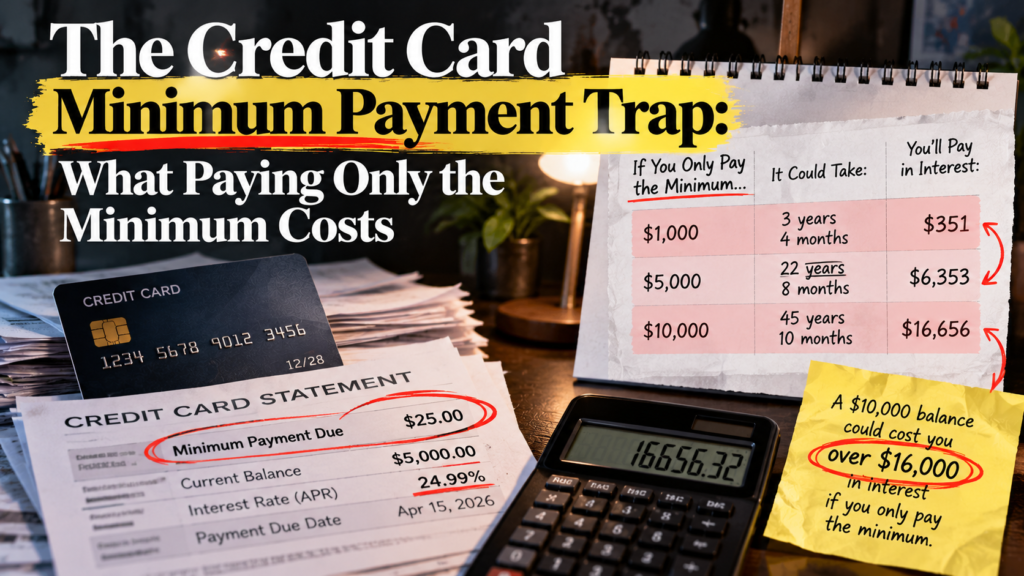 Credit card statement with the $25 minimum payment circled in red